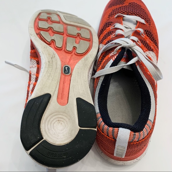 Nike Flyknit Lunar 1 Orange Sneakers GUC 8 - Picture 7 of 8